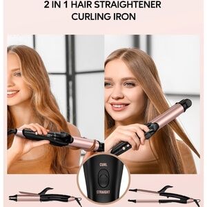 NIB Two-In-One Hair Curling/Straightening Iron